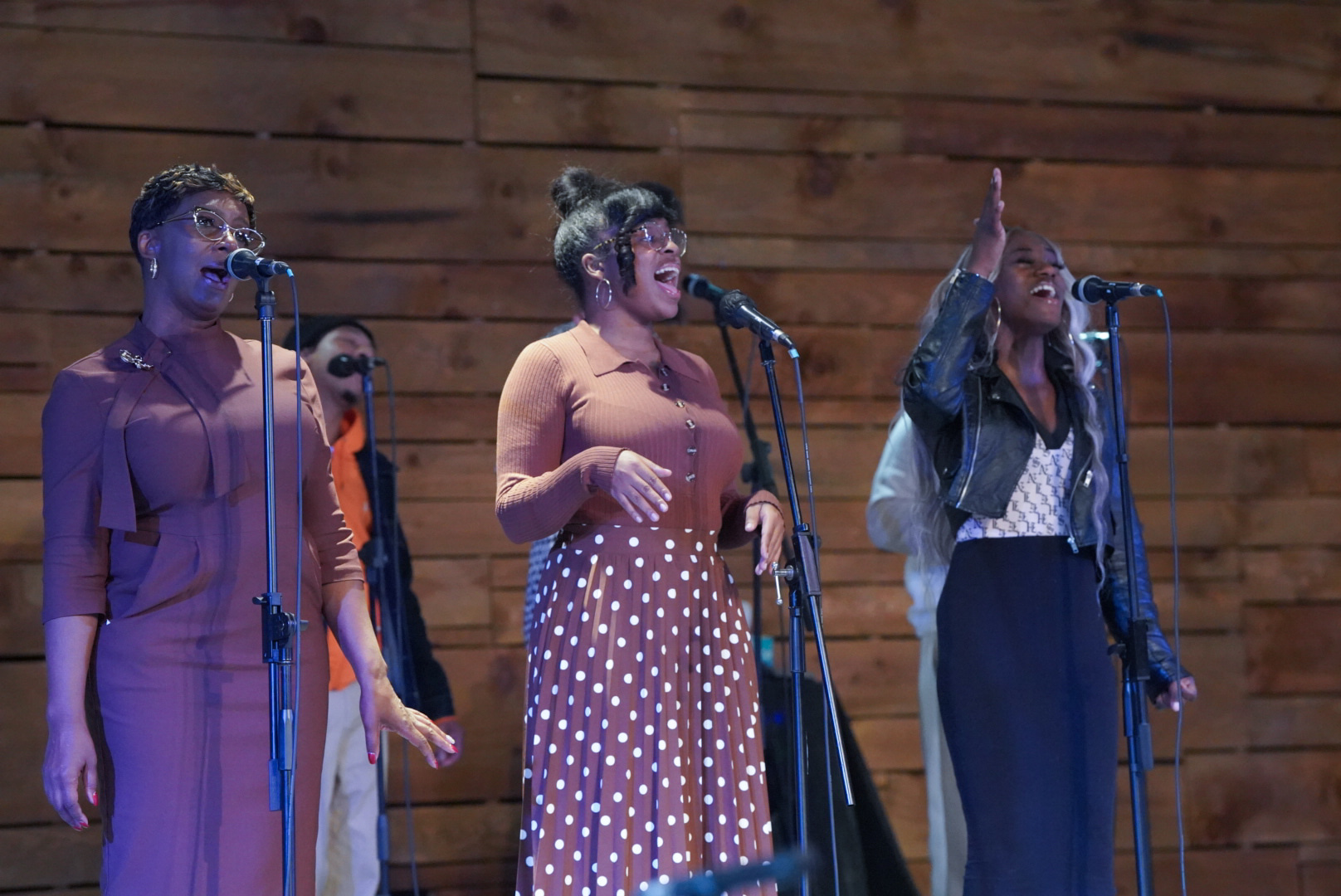 Worship team leading praise