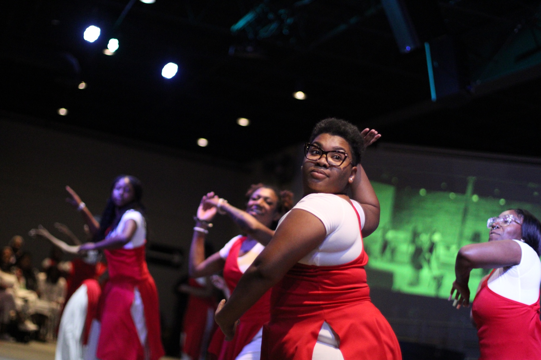 Dancers ministering in red and white
