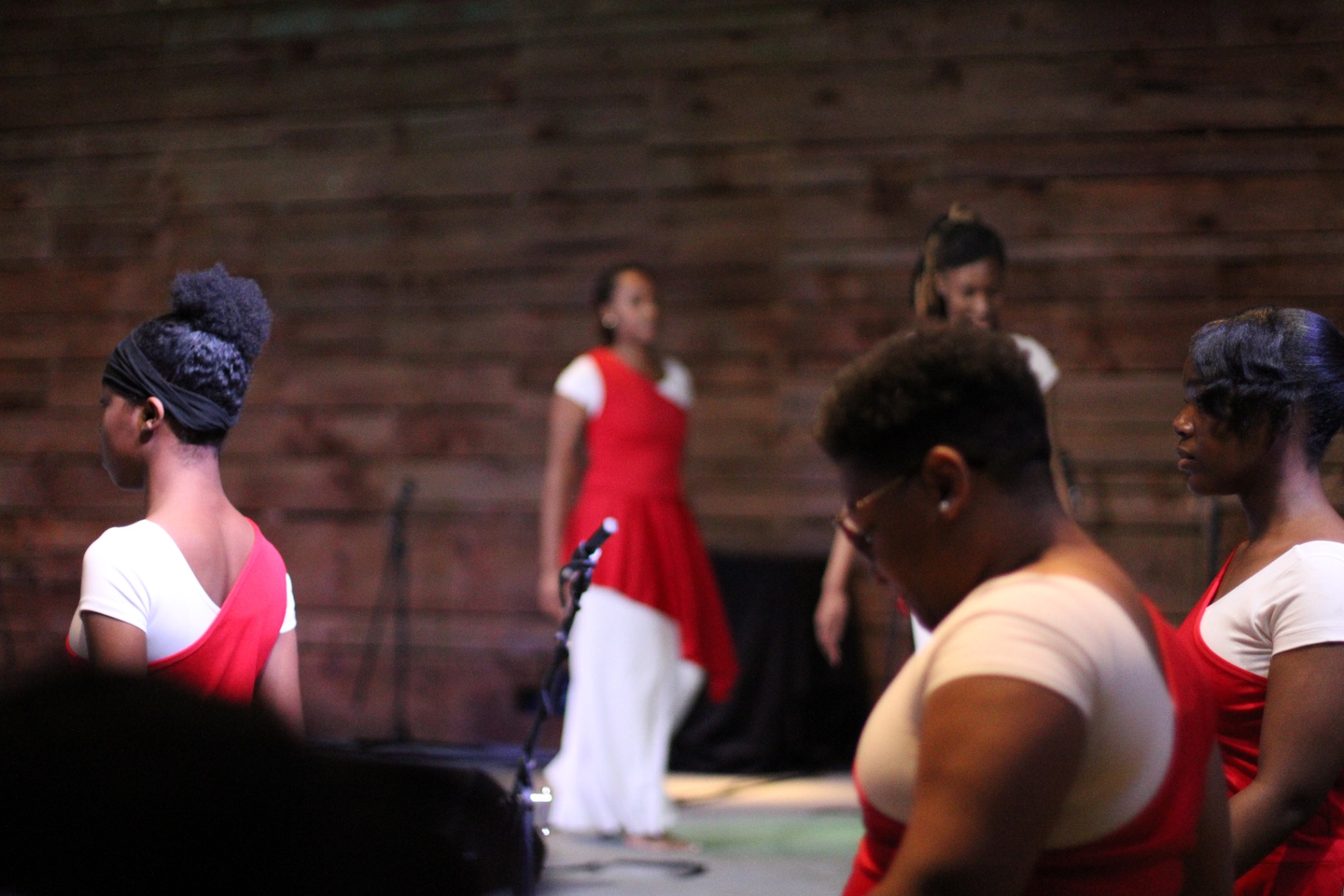 Dance ministry preparing on stage