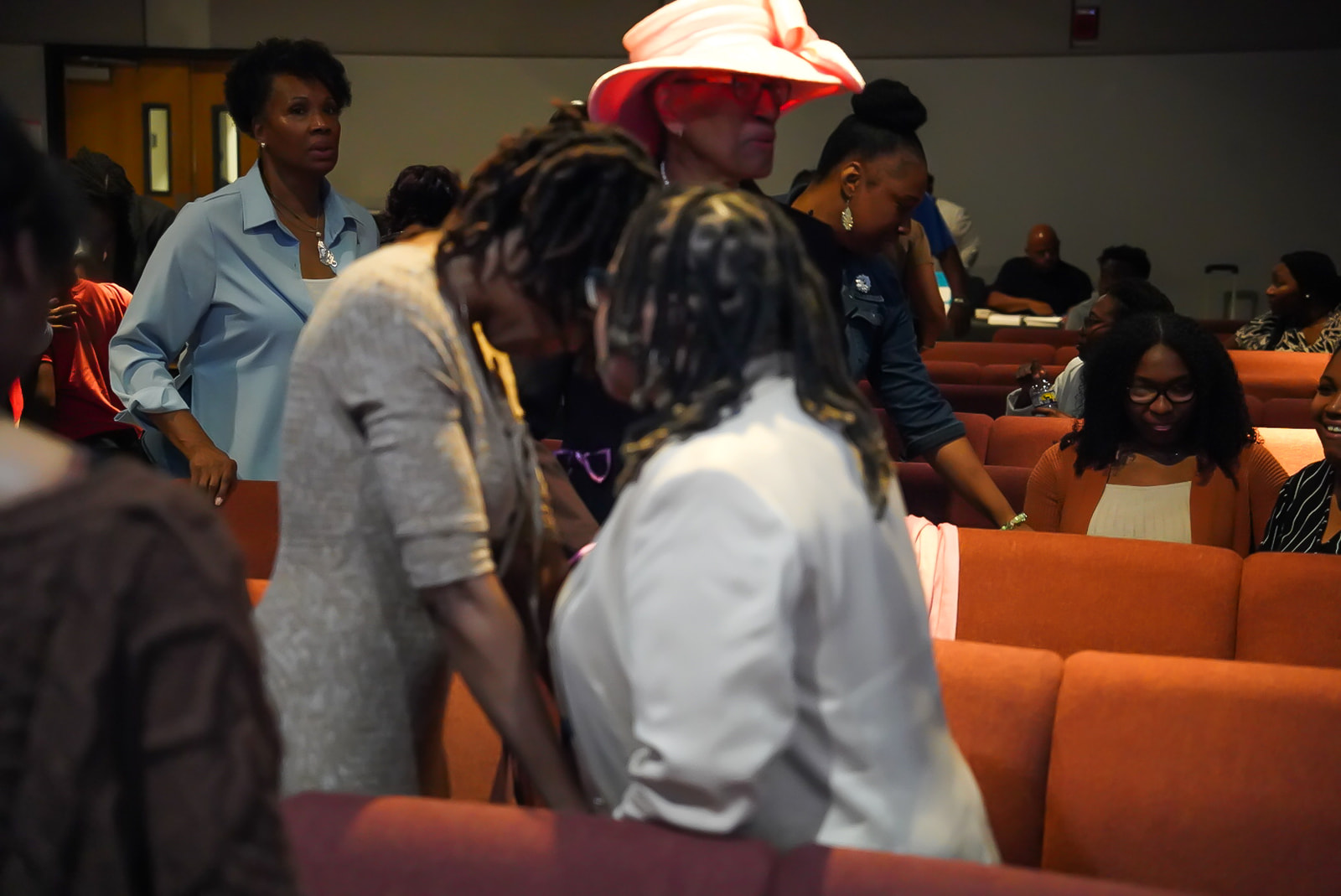 Congregation praying together